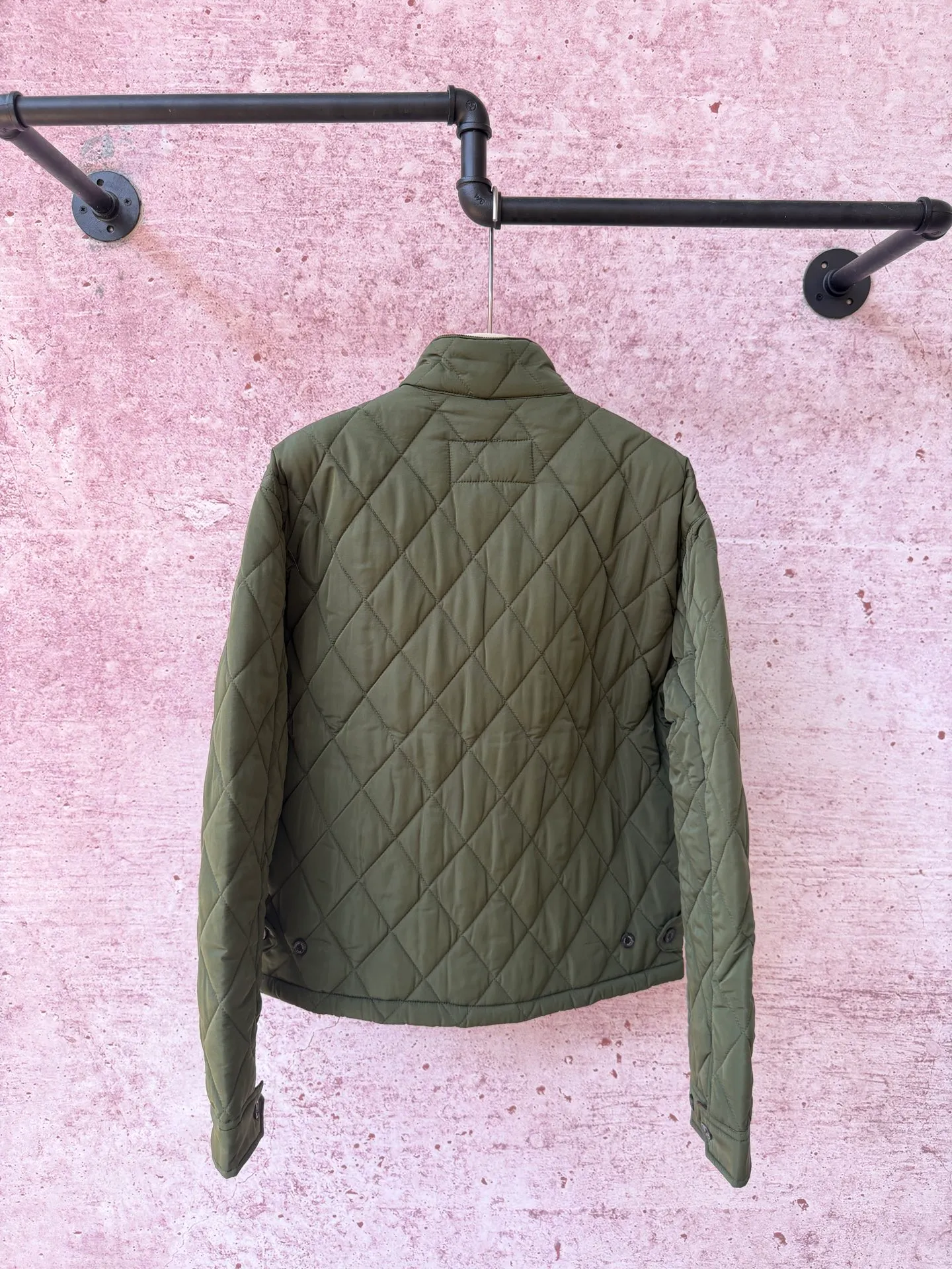 P420 Raff's new diamond-shaped plaid workwear cotton jacket, customized hardware accessories, fine workmanship inside and outside to maintain the original details, simple version, old money style, casual matching, workmanship details restored, diamond-shaped grid stitching inside and outside, fixed, first choice for autumn wear, full of details